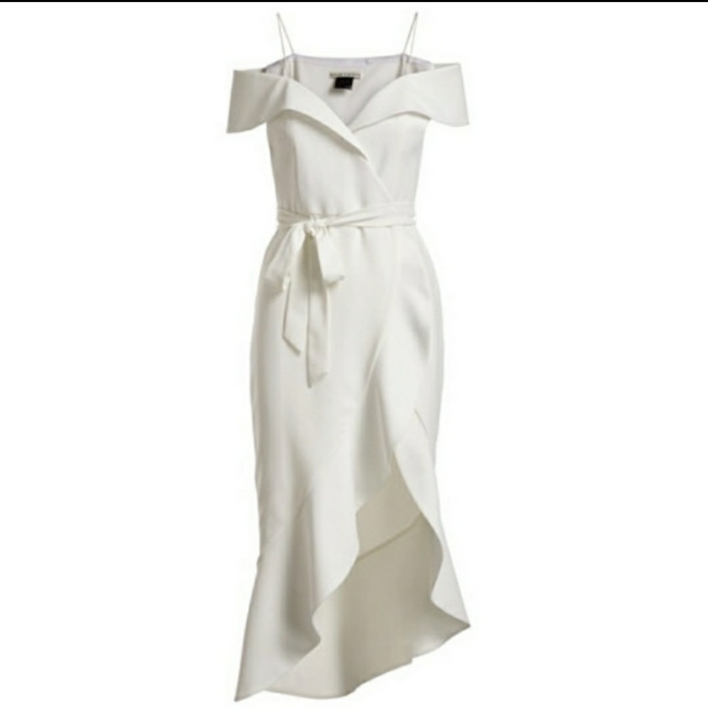SOLD NWT Alice + Olivia Josie Off Shoulder Wrap Dress - Picture 4 of 16